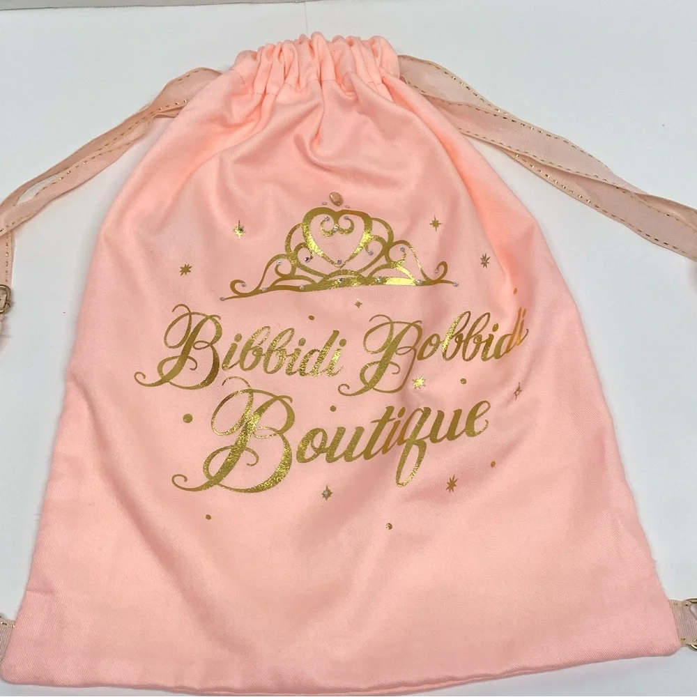 Disney Parks Bibbidi Bobbidi Boutique Pink Gold Cinch Fabric Backpack Princess